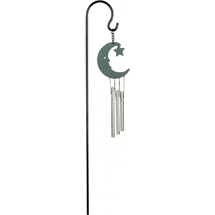 windspiel Mond 45 cm Stahlgrün-Silber 3-teilig