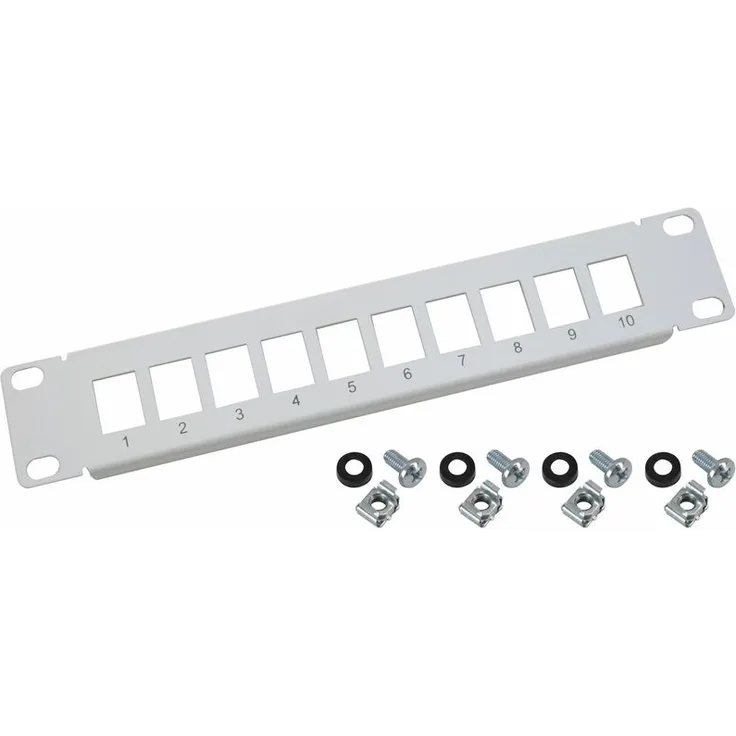 63345 UTP Keystone-Patchpanel für Serverschrank , 10 Zoll, 1 HE, 10 Ports - HMF
