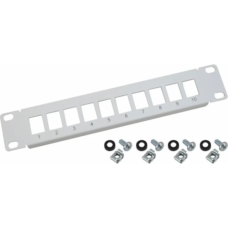 63345 UTP Keystone-Patchpanel für Serverschrank , 10 Zoll, 1 HE, 10 Ports - HMF – Bild 1
