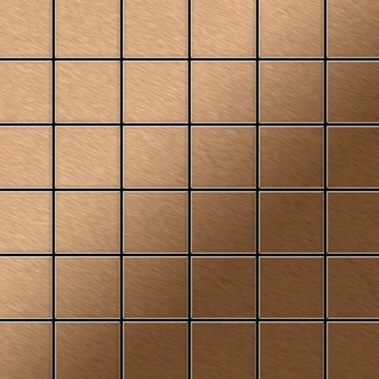 Mosaik Fliese massiv Metall Titan gebürstet in kupfer 1,6mm stark ALLOY Cinquanta-Ti-AB 0,94 m2
