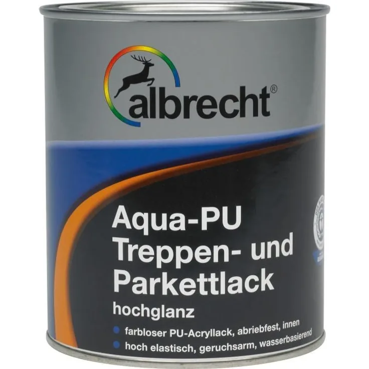 Albrecht Aqua PU-Treppen- und Parkettlack 2,5 l, farblos, glänzend