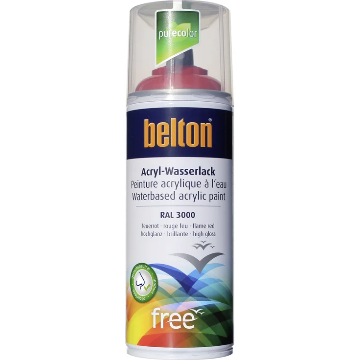 Belton Free Lackspray 400 ml, Acryl Wasserlack, feuerrot, hochglanz – Bild 1