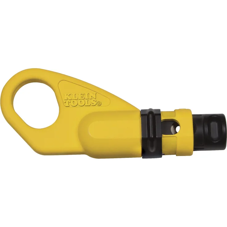 Klein Tools VDV110-061 Abisolierwerkzeug für Koaxialkabel, 2 Stufen einstellbar, radial, Gelb-schwarz