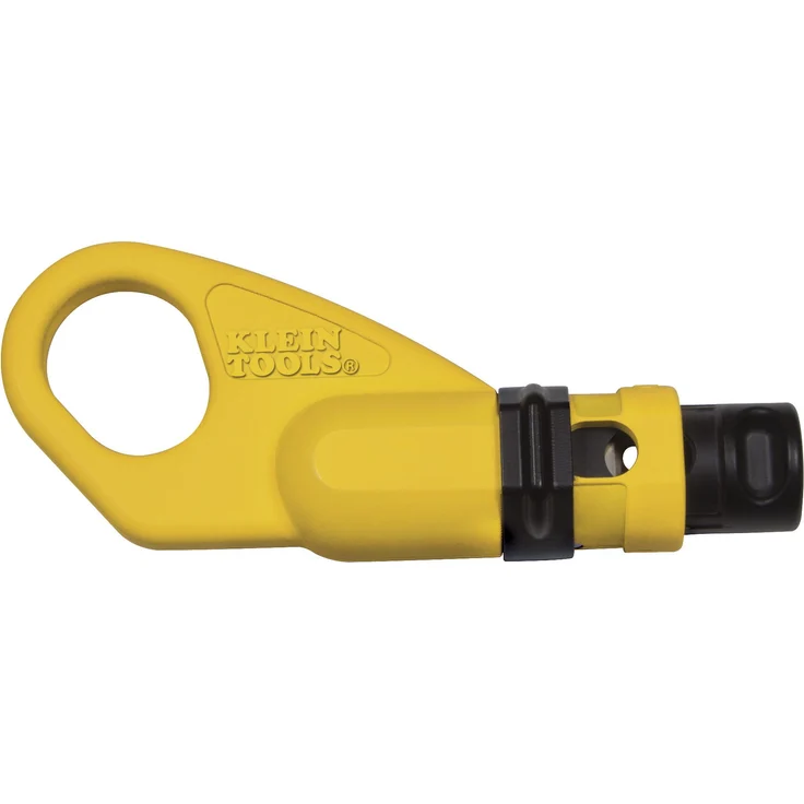 Klein Tools VDV110-061 Abisolierwerkzeug für Koaxialkabel, 2 Stufen einstellbar, radial, Gelb-schwarz