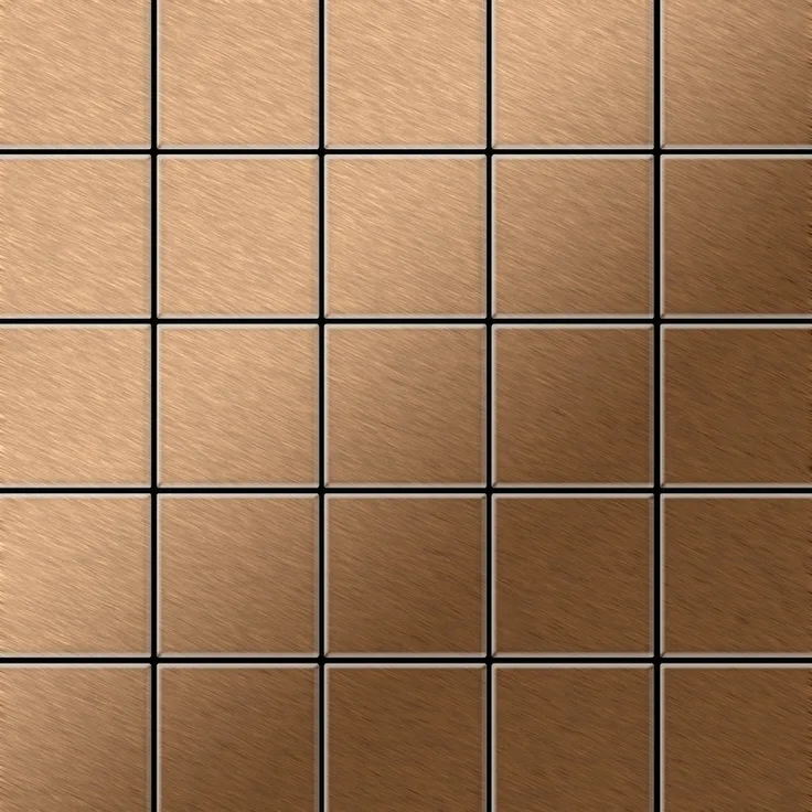 Mosaik Fliese massiv Metall Titan gebürstet in kupfer 1,6mm stark ALLOY Century-Ti-AB 0,5 m2