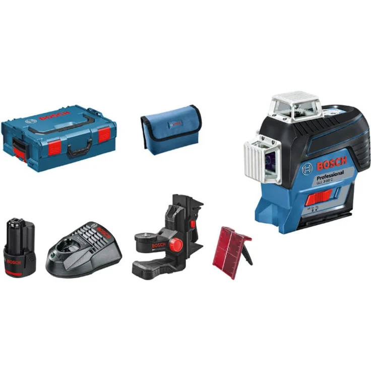 Bosch Professional 12V System Linienlaser GLL 3-80 C (1x Akku 12V, Halterung BM 1, m. App-Funktion, roter Laser, max. Arbeitsbereich: 30 m, Tasche, in L-BOXX) 0601063R02 – Bild 2