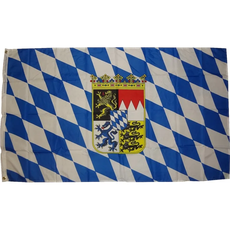 Flagge Bayern Wappen 250 x 150 cm Fahne mit 3 Ösen 100g/m² Stoffgewicht Hissflagge