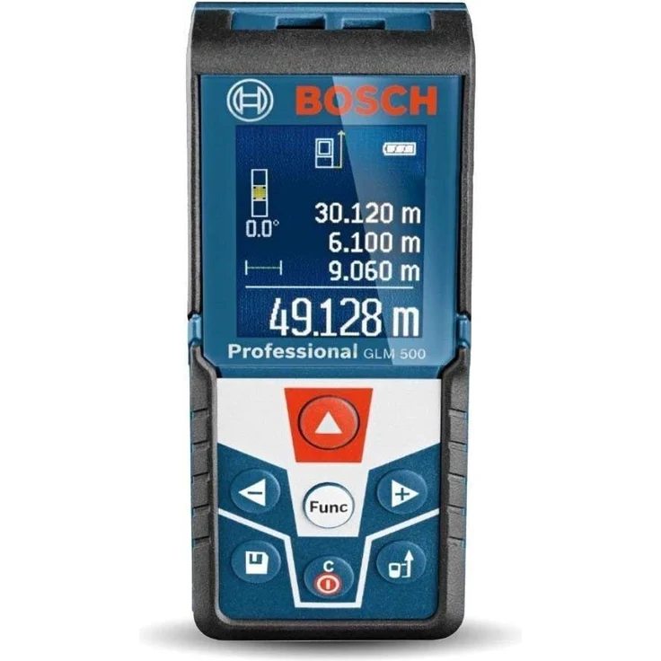 Bosch Professional Laser Entfernungsmesser GLM 500 (Arbeitsbereich: 0,05 50 m, Neigungswinkel: 0 360°, Messgenauigkeit: +-- 1,5 mm, 2 Batterien, AAA, in Kartonschachtel) – Bild 1