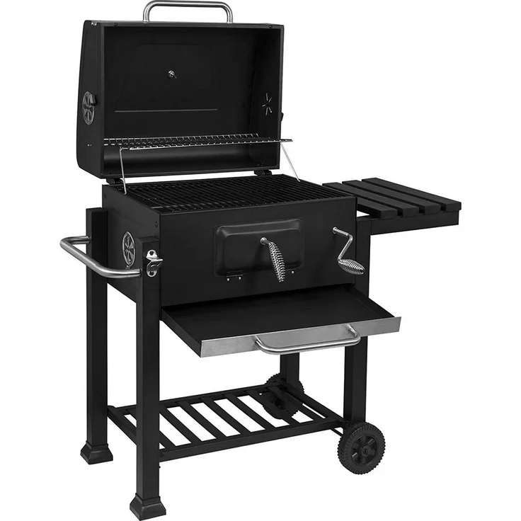 Holzkohlegrill mit Deckel, Barbecue Holzkohlegrill für Partys, Schwarz, Grillfläche 28 x 41,7 cm – Bild 1