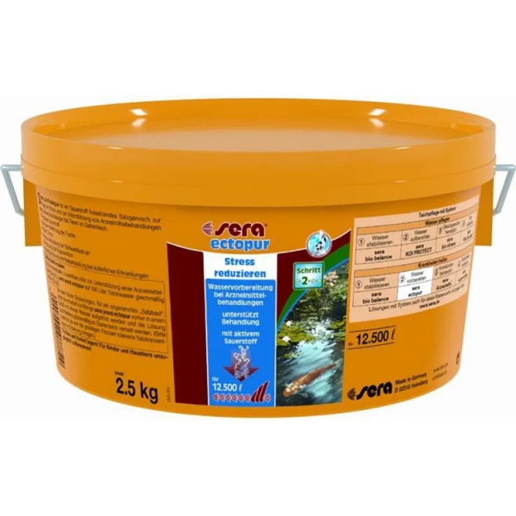sera 07772 pond ectopur 2,5 kg - Erleichterung bei Krankheit und Stress - Salz, das verschiedene medikamentöse Behandlungen sinnvoll ergänzen im Gartenteich oder Teich bzw. bei Koi & Goldfischen