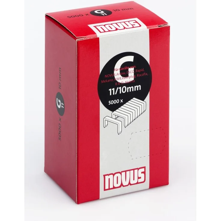 Novus Flachdrahtklammern für Hammertacker 10 mm, 5000 Klammern vom Typ G 11-10, aus verzinktem Stahldraht - Preisvergleich – Bild 1