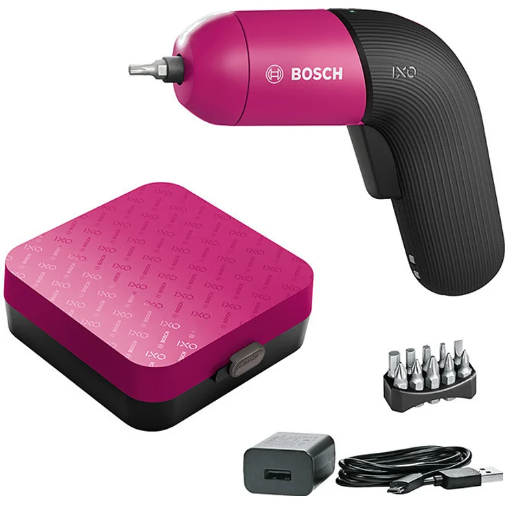 Bosch IXO VI Akkuschrauber (pink, integrierter Akku mit Mikro-USB-Lader, variable Drehzahlregelung, in Aufbewahrungsbox) – Bild 2