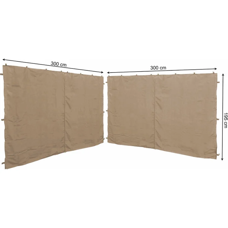 2 Seitenteile mit RV 300x195cm für Pavillons 3x3m Seitenwand Beige RAL 1001 – Bild 1