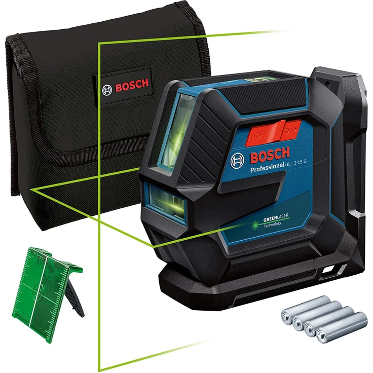 Bosch GLL 2-15 G Linienlaser Laserfarbe Grün Max. Reichweite 15 m IP 64 mit Batterien – Bild 1