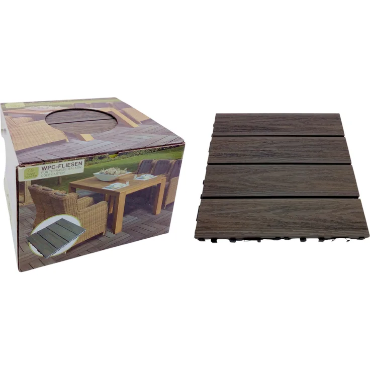 WPC-Fliesen 0,81m² 30x30cm Holzoptik Bodenfliese Terrassenfliese Balkonfliese