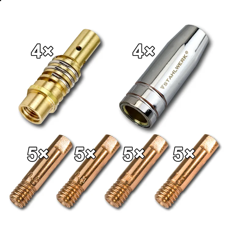Stahlwerk MIG MAG Schweißzubehör AK-15/MB-15 Verschleißteile für MIG MAG Brenner, Set 28-teilig (5523)