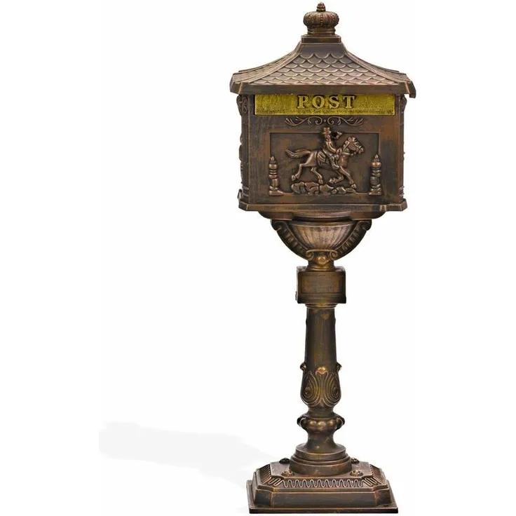 Standbriefkasten ANTIK bronze Alu-Guss kunstvoll Briefkasten Postkasten massiv