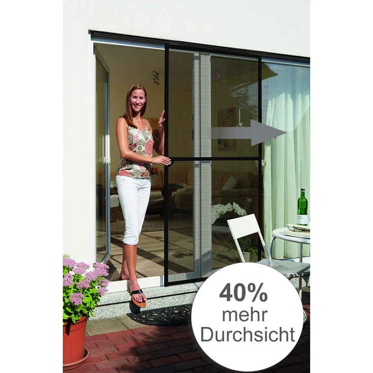 Schellenberg 70071 Insektenschutz-Schiebetür Premium Fliegengitter-Tür zum Schieben, barrierefrei, Alu-Profile und Fiberglas Gewebe kürzbar, 120 x 240 cm – Bild 2