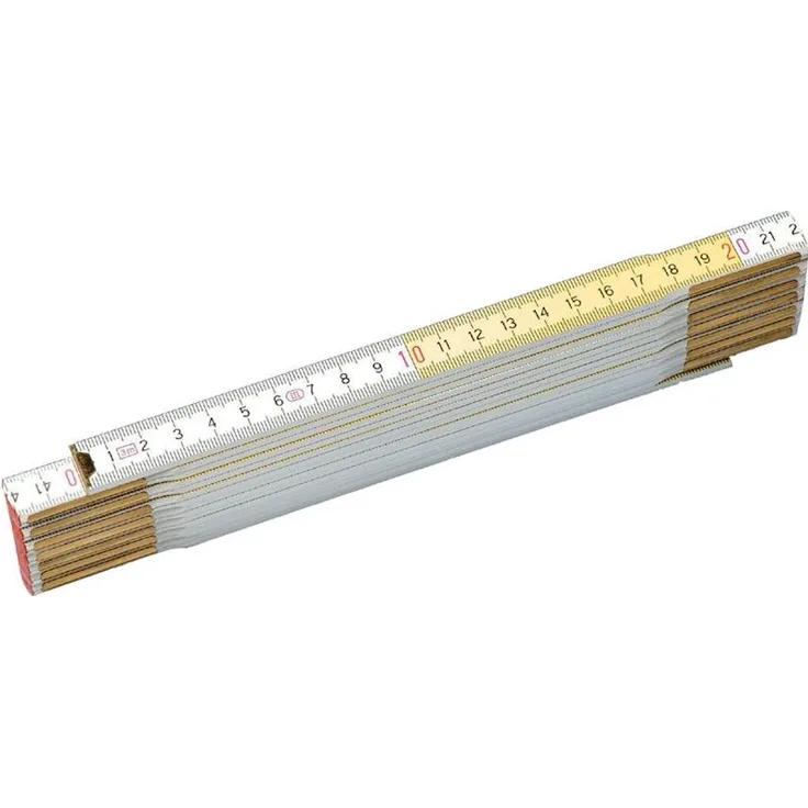 Stanley Gliedermaßstab Holz (2 m Länge, weiß-gelb, abrieb-und klimafest, Messinggelenke, UV geschützt) 0-35-458