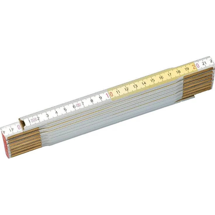 Stanley Gliedermaßstab Holz (2 m Länge, weiß-gelb, abrieb-und klimafest, Messinggelenke, UV geschützt) 0-35-458 – Bild 1