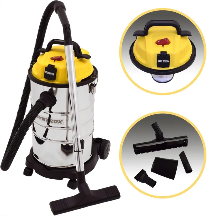 Syntrox Nass- und Trockensauger Zeus mit Steckdose Beutel 30 Liter