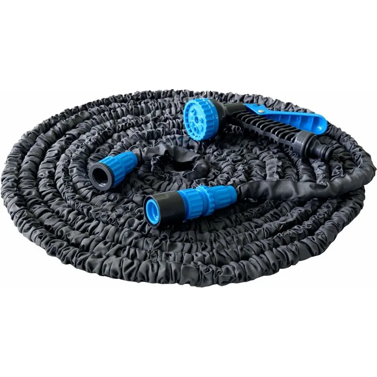Flexibler Gartenschlauch 23m grau mit Zubehör und Sprühkopf