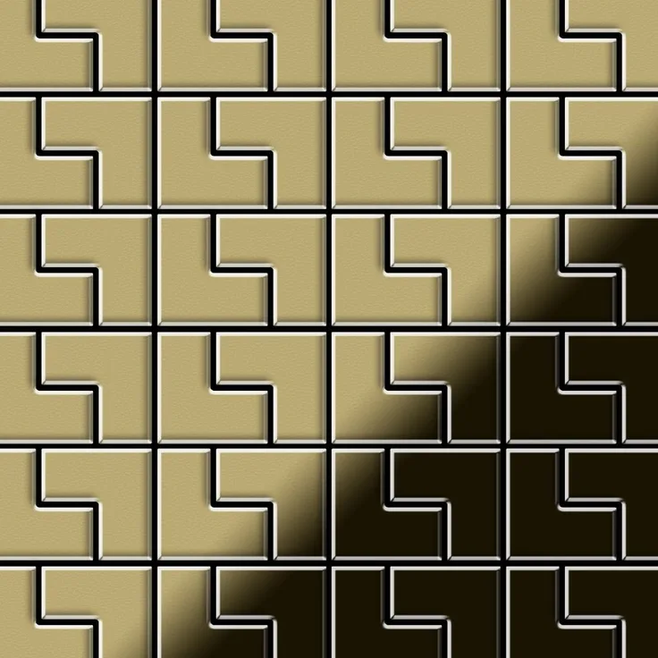 Mosaik Fliese massiv Metall Messing gewalzt in gold 1,6mm stark ALLOY Kink-BM Designed by Karim Rashid 0,93 m2