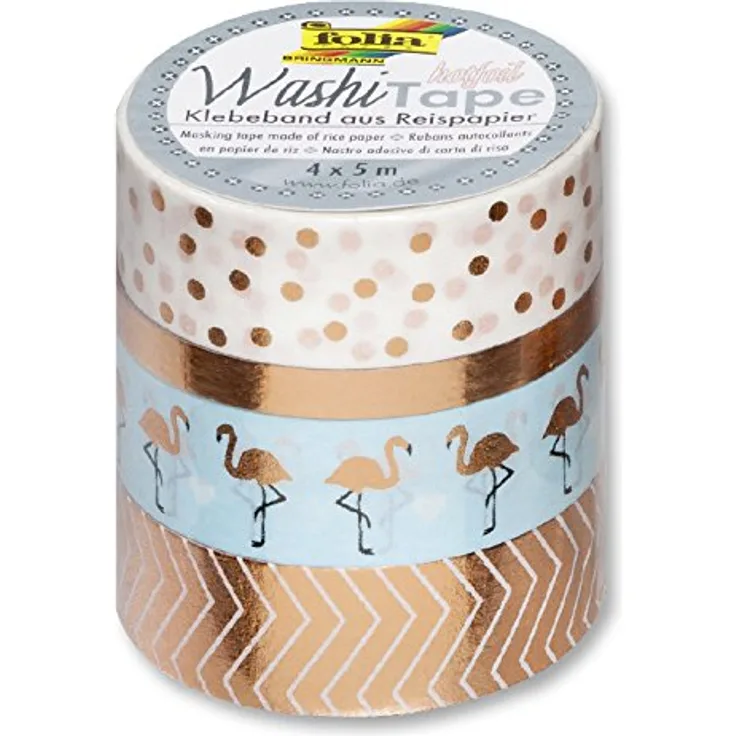 folia Deko-Klebeband Washi-Tape HOTFOIL ROSEGOLD, 4er Set