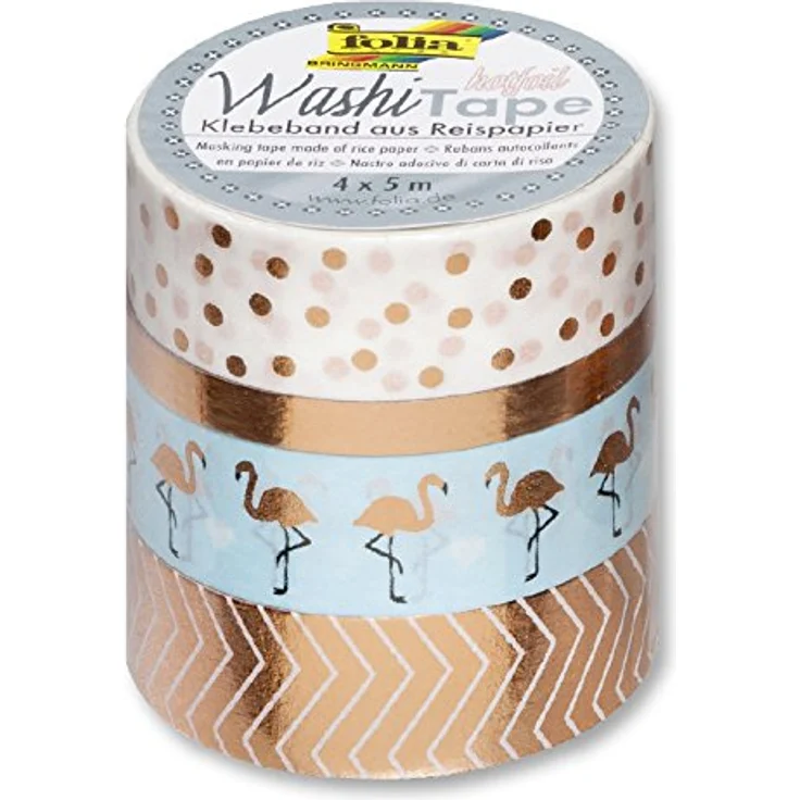 folia Deko-Klebeband Washi-Tape HOTFOIL ROSEGOLD, 4er Set