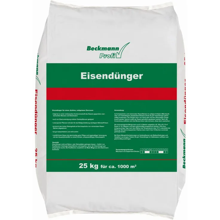 Beckmann 25 kg Eisendünger 18,5% Eisen Sulfat f. ca. 1000m²