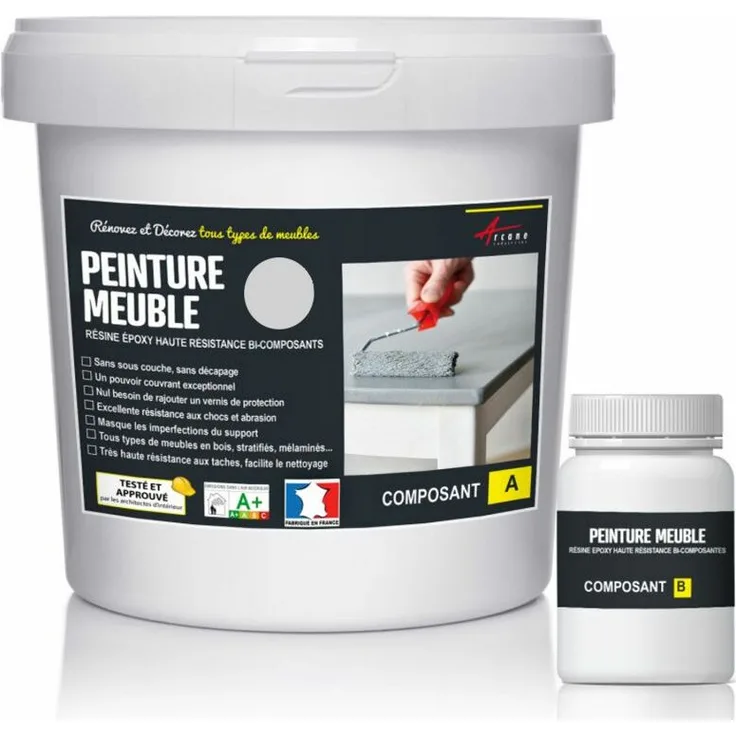 Arcane Industries - MÖBELFARBE FÜR KÜCHE UND BAD : Buntlack - Möbelfarbe abwaschbar - Möbellack - Epoxidfarbe , Epoxyfarbe - RAL 7047 Telegrau 4 1 kg