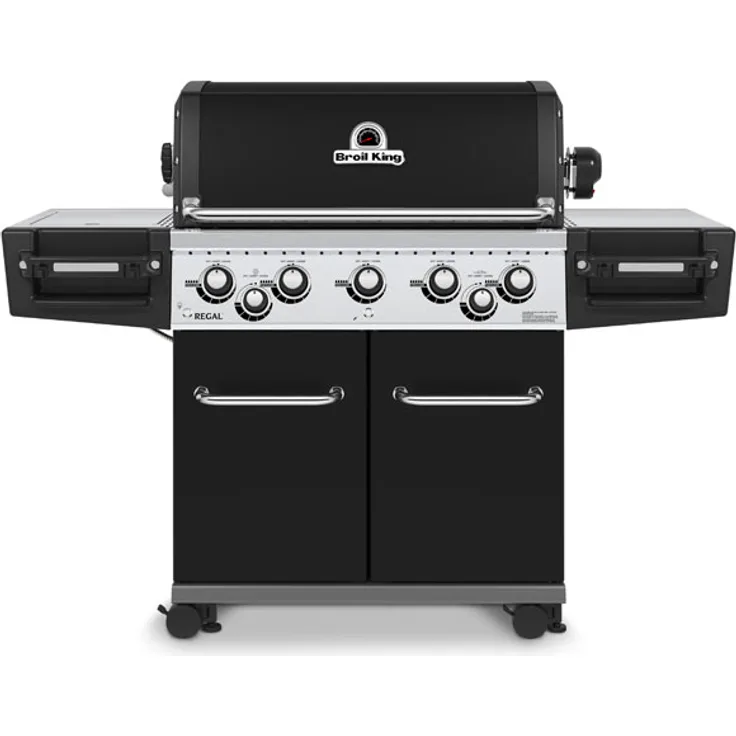 Broil King 590 Regal Gasgrill, Grillfläche 80 x 48,5 cm, schwarz, 126 x 159 x 63 cm, mit Deckelthermometer