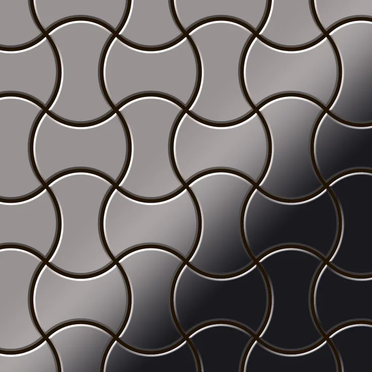 Alloy Mosaik Fliese massiv Metall Titan hochglänzend in dunkelgrau 1,6mm stark Infinit-Ti-SM Designed by Karim Rashid 0,91 m2