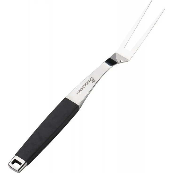 LANDMANN Pure Grillgabel, Edelstahl, 42 cm, schwarz, silber, spülmaschinenfest