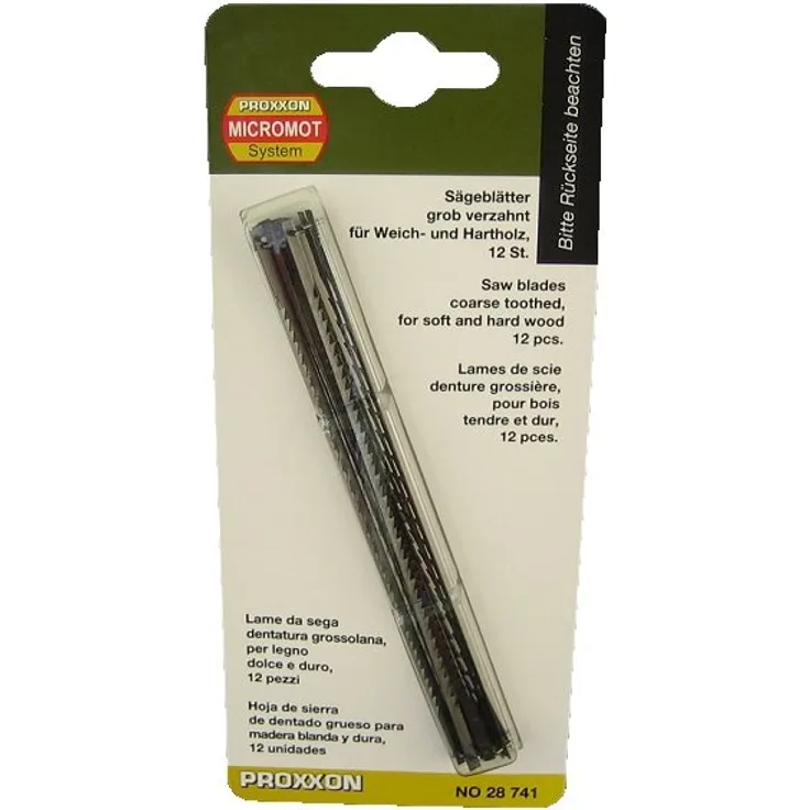 Proxxon 28741 Standard-Feinschnitt-Sägeblätter mit Querstift grob verzahnt, 12 Stück