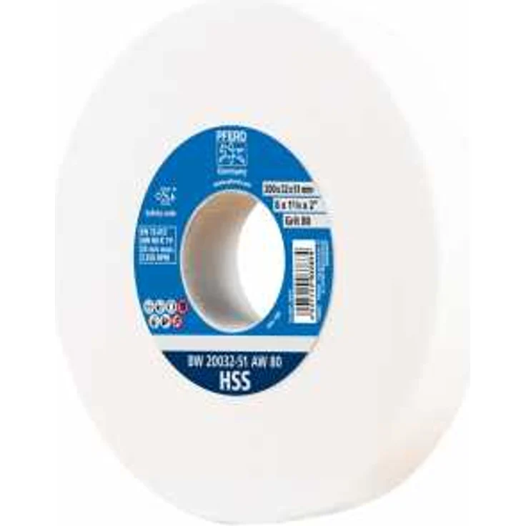 PFERD Schleifbockscheibe, 200x32x51mm, Ausführung HSS, Korngröße 80, Edelkorund weiß, 39009704 – Schleifscheibe für das Bearbeiten hochlegierter Stähle mit integrierter Reduzierhülse (32mm) - Preisvergleich – Bild 1