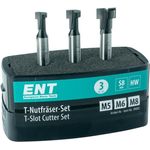Ent European Norm Tools - ENT 09003 3-tlg. HW T-Nutfräser-Set optimiert für M5 M6 und M8 Sechskantschrauben, HW (HM), Schaft (S) 8 mm