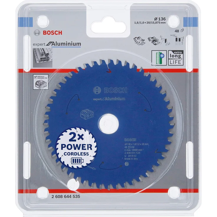 Bosch Professional Kreissägeblatt Expert for Aluminium (Aluminium, 136 x 20 x 1,6 mm, 48 Zähne, Zubehör Akku Kreissäge) – Bild 1