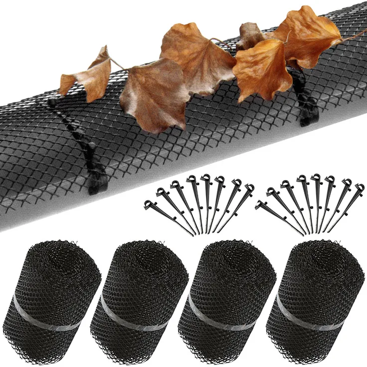 4x Dachrinnenschutzgitter mit 64 Befestigungsclips