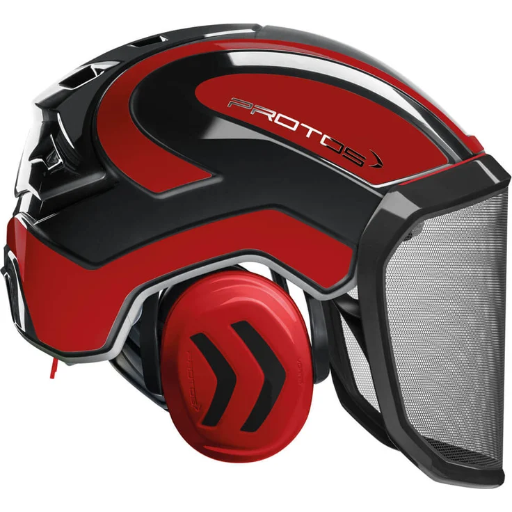Protos Helm Integral Forest schwarz-rot, feines Visier – Bild 1