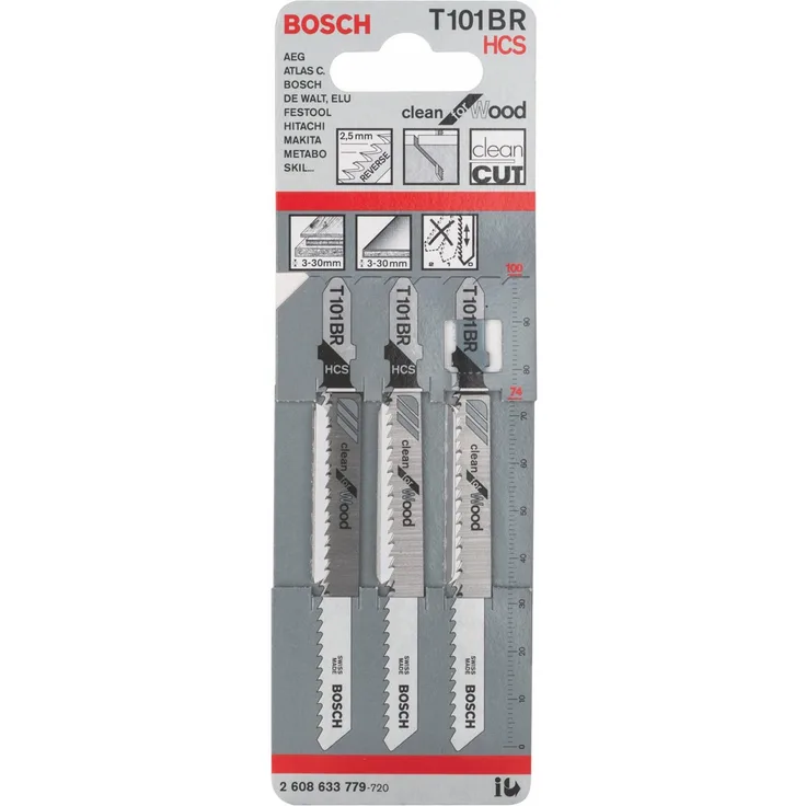 Bosch Professional 2608633779 Stichsägeblatt 3 Stichsägeblätter T 101 BR