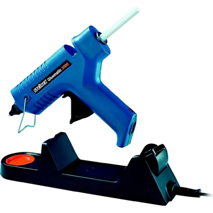 Steinel Heißklebe-Pistole Gluematic 5000, Ladestation, Abtropfschale, kabellos, inkl. 5 Klebesticks 11 mm und 2 Düsen
