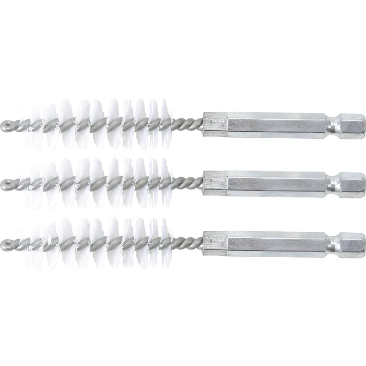 BGS 3078-14-N | Nylonbürste | 3-tlg. | 14 mm | Antrieb Außensechskant 6,3 mm (1-4'') | Loch-Drahtbürsten | für BGS 3078