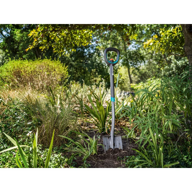 GARDENA ErgoLine Teleskop-Spaten: Gartenspaten aus Qualitätsstahl zum Umgraben und Ausheben, mit Trittsteg und ergonomischem Stiel, D-Griff (17020-20) – Bild 9