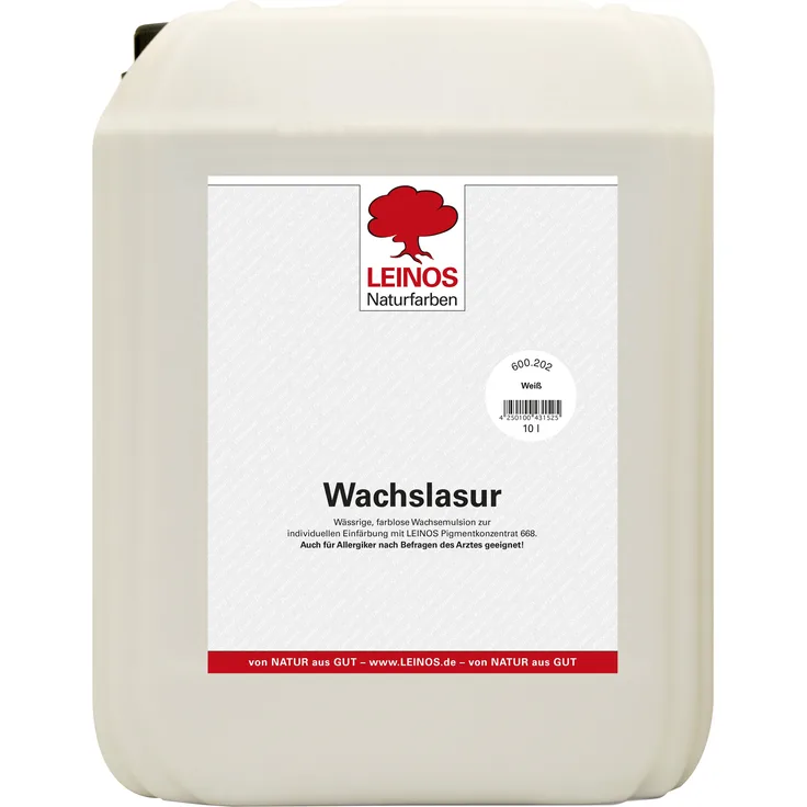 Leinos 600 Wachslasur für Innen 202 Weiß 10 l