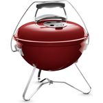 Weber 1123004 Smokey Joe Premium, Holzkohlegrill, 37 cm, crimson rot, für unterwegs, tragbar
