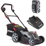 Sprint 18V Lithium-Ionen Schnittbreite 37 cm Akku-Rasenmäher 370P18V, inklusive 1x 5Ah Batterie und Ladegerät, 5 Jahre , rot