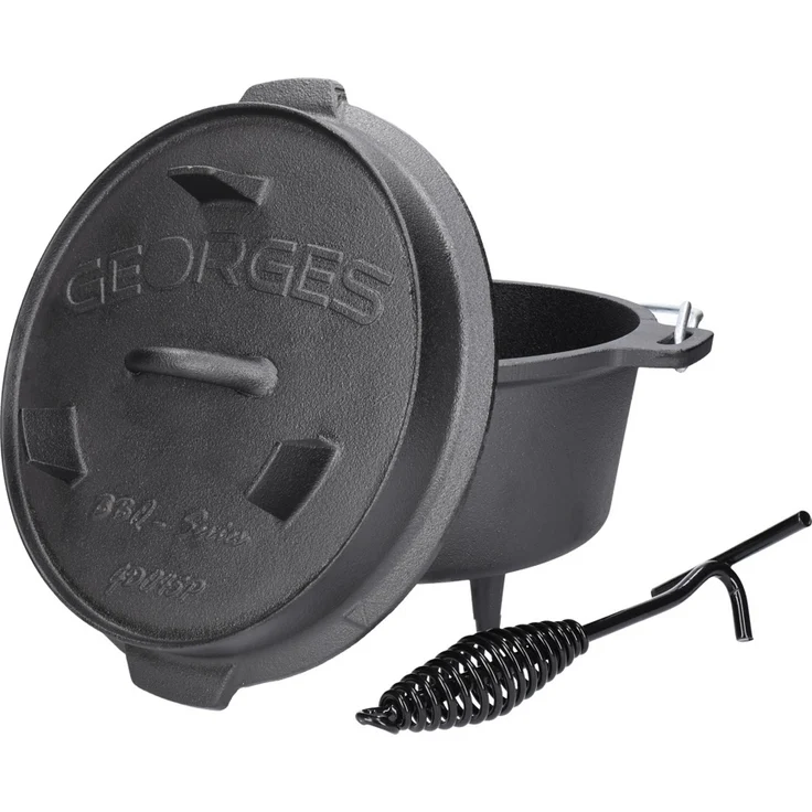 Premium Dutch Oven mit Füßen - preseasoned (bereits eingebrannt) inkl. Deckelheber GDO45P 4,5 Liter – Bild 1