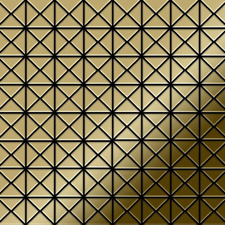 Mosaik Fliese massiv Metall Titan hochglänzend in gold 1,6mm stark ALLOY Deco-Ti-GM 0,92 m2