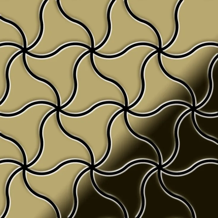Mosaik Fliese massiv Metall Messing gewalzt in gold 1,6mm stark ALLOY Ninja-BM Designed by Karim Rashid 0,67 m2
